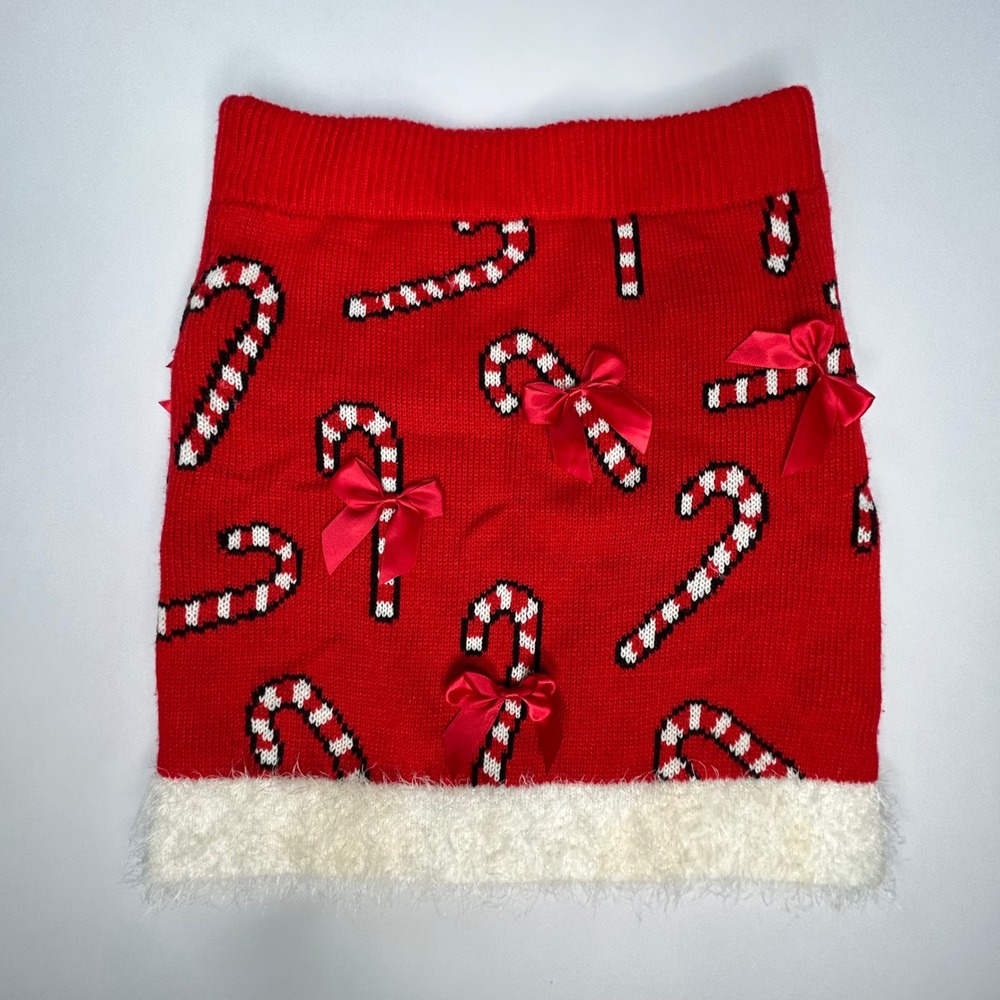 Forever 21 Womens Skirt S Red Candy Cane Christmas Holiday Knit Mini Y2K